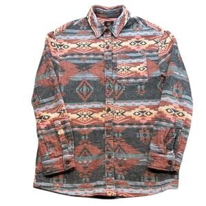 Women's Mountain and Isles Aztec Southwestern Tribal Western Flannel  Shirt XS
